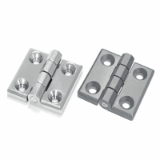 Screw-on stainless steel hinge for countersunk screws
